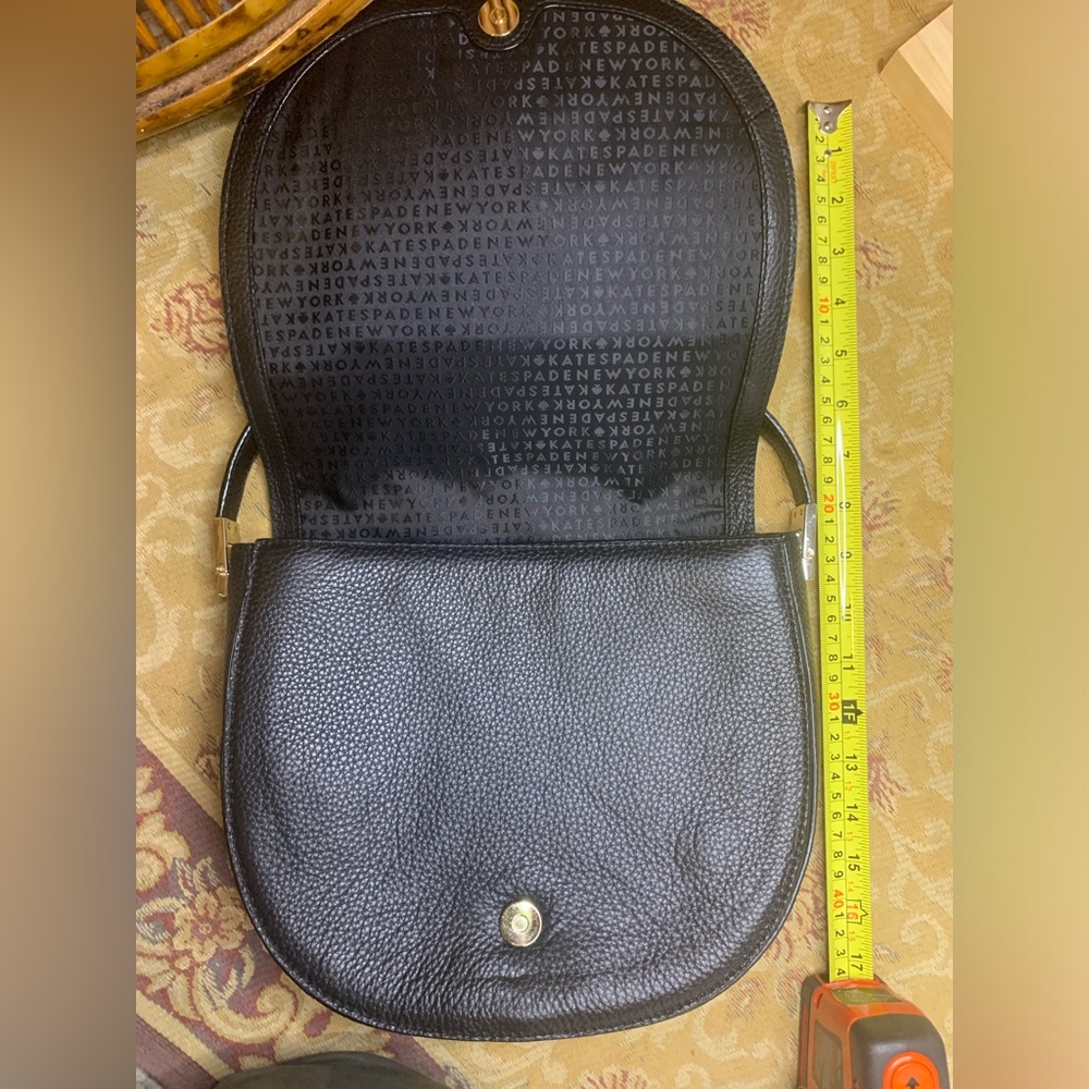 Kate Spade Oliver Street Sadelle Saddle Purse Black Pebble Leather Flap Med New - Picture 10 of 16